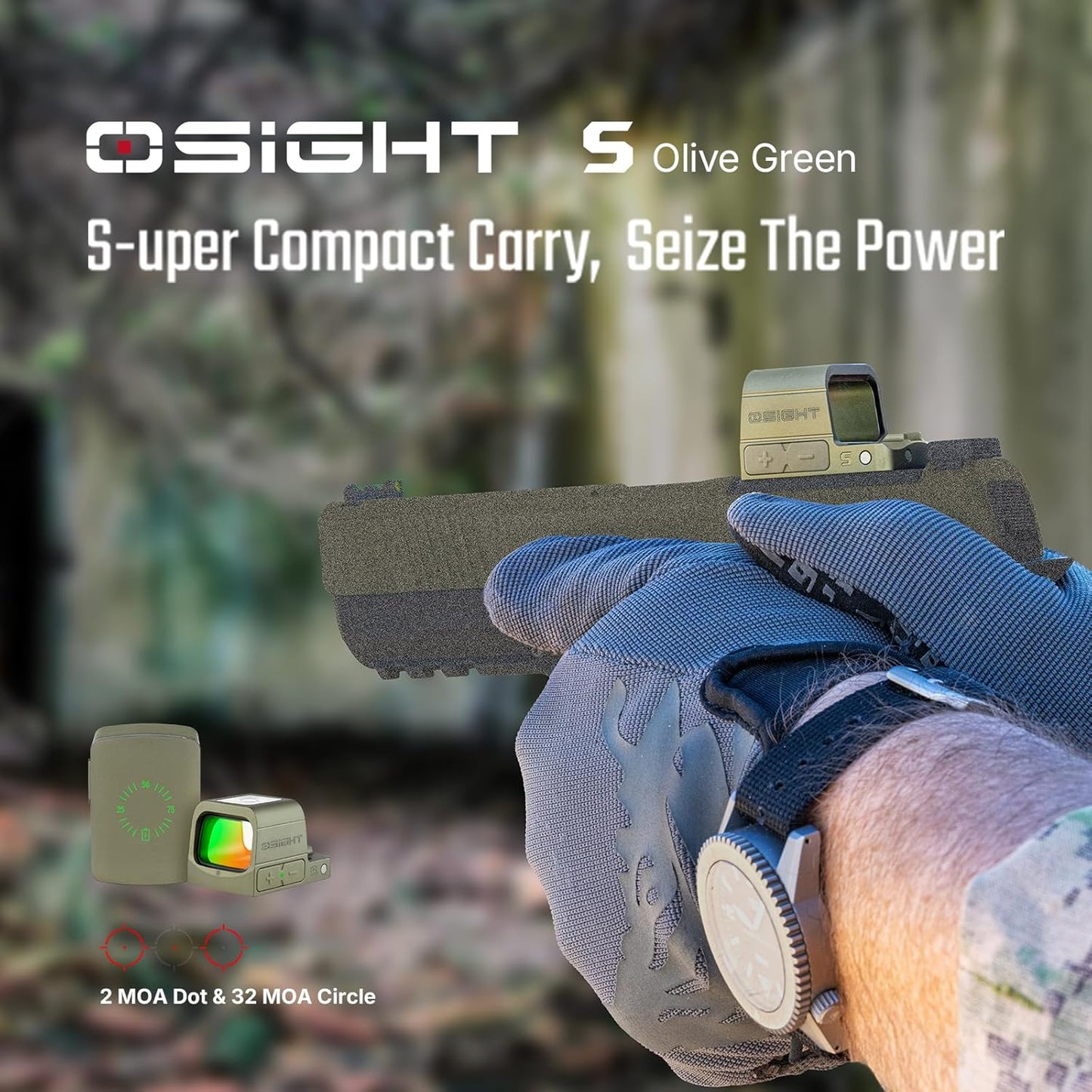 OSIGHT S Multi-Reticle Micro Enclosed Sight for RMSc Footprint (Olive Green) Red-Dot