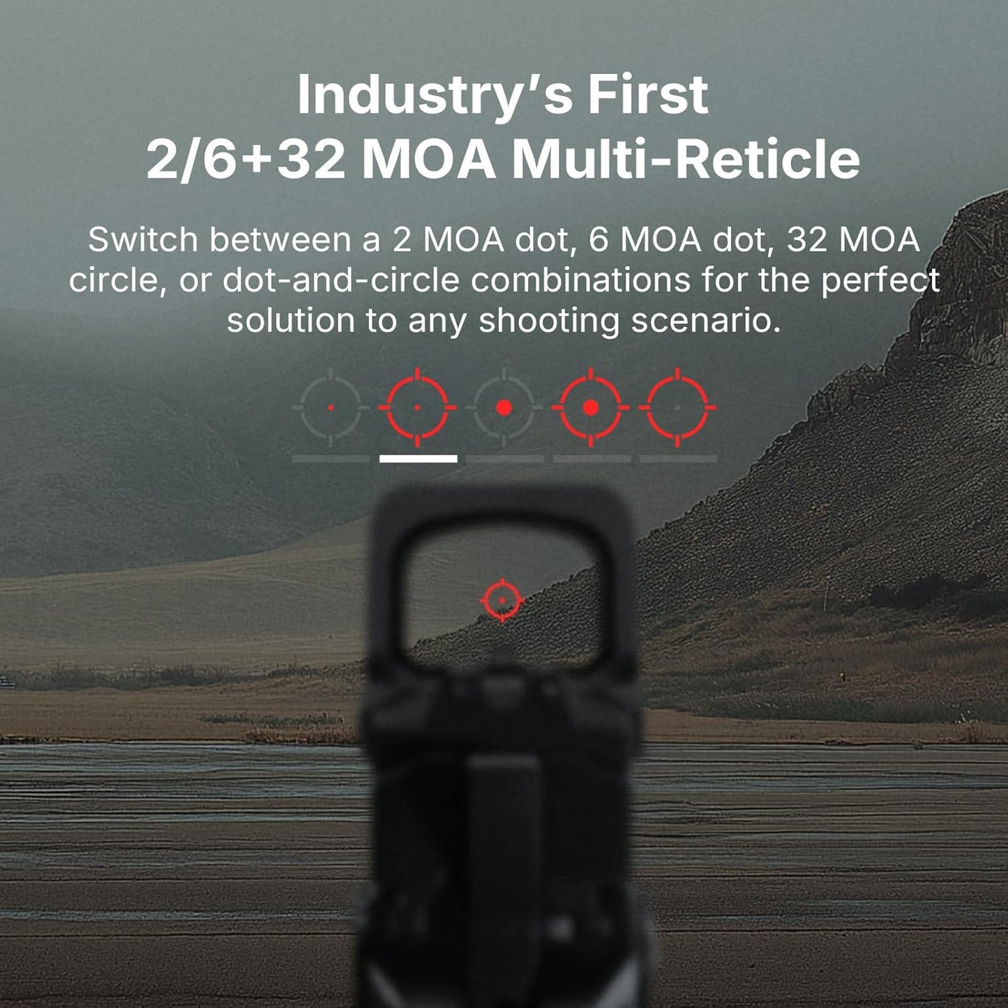 OSIGHT XR Enclosed Red Dot Sight With Ruggedized Miniature Reflex Footprint and 2/6+32 MOA Multi-Reticle System